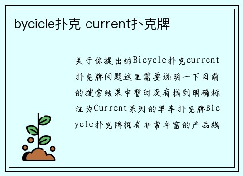 bycicle扑克 current扑克牌